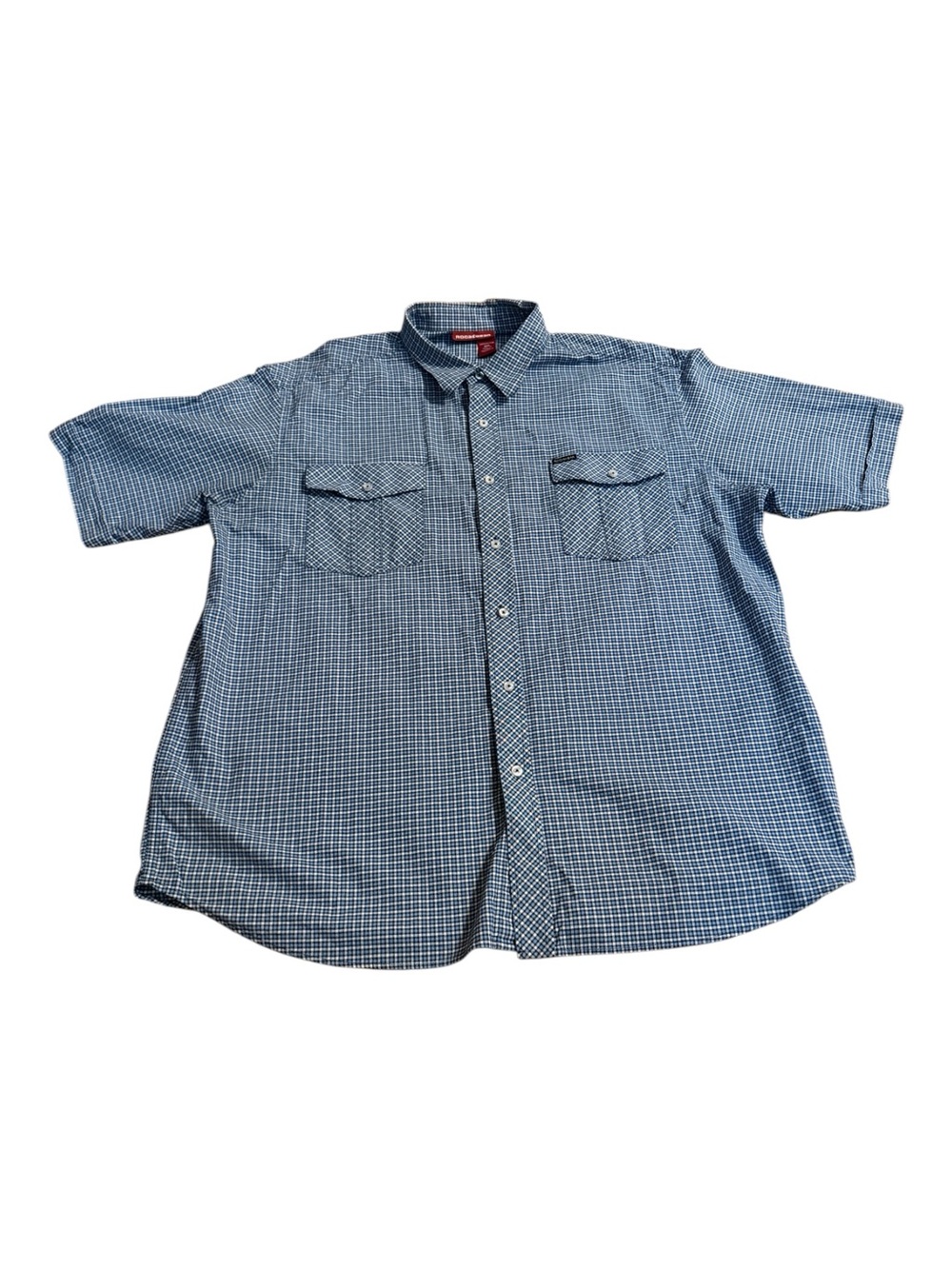 Rocawear Men's Blue Check Short-Sleeve Button-Down Shirt